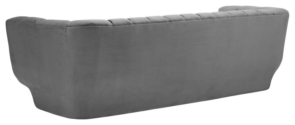 Tufted Armchair and Sofa Set, Velvet, Gray, Modern, Lounge Hospitality