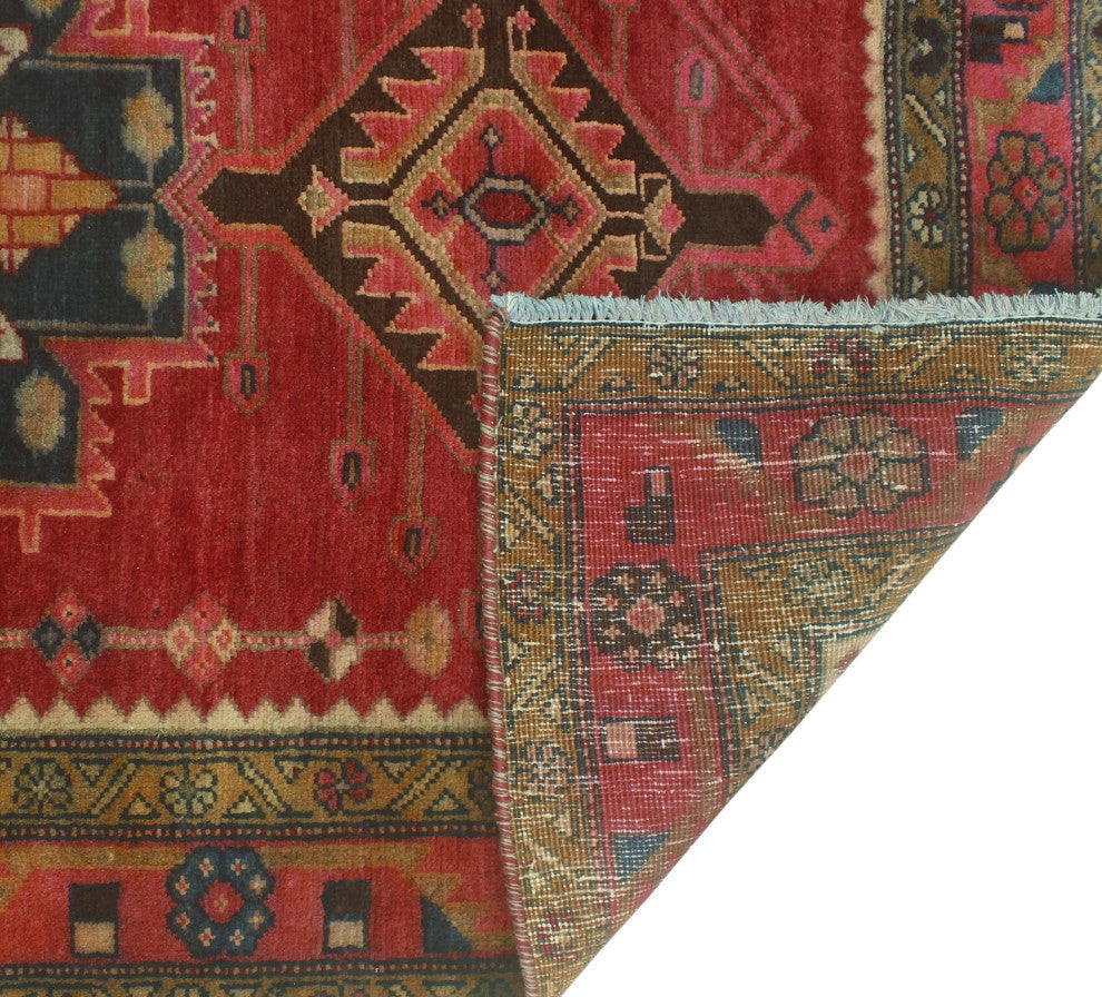 Fine Vintage Distressed Clarice Rust/Gold Runner, 3'7x11'2