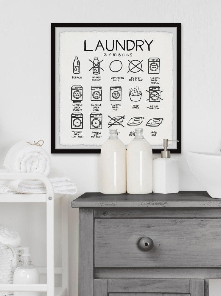 "Laundry Signs" Framed Painting Print, 12x12