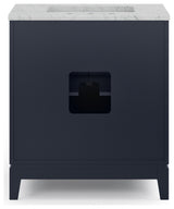 Elizabeth 30" Single Sink Carrara White Marble Vanity, Monarch Blue
