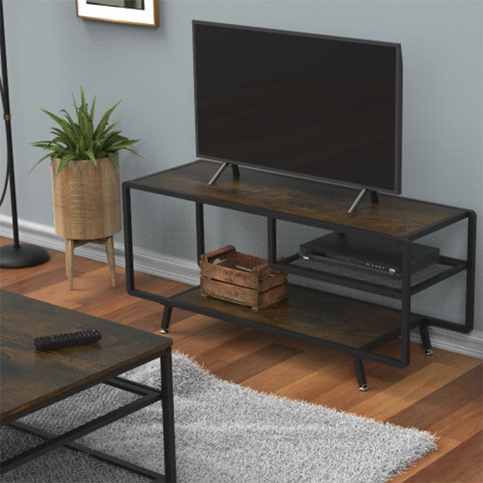 Modern Entertainment Center wood Media Console Table with Open Shelving