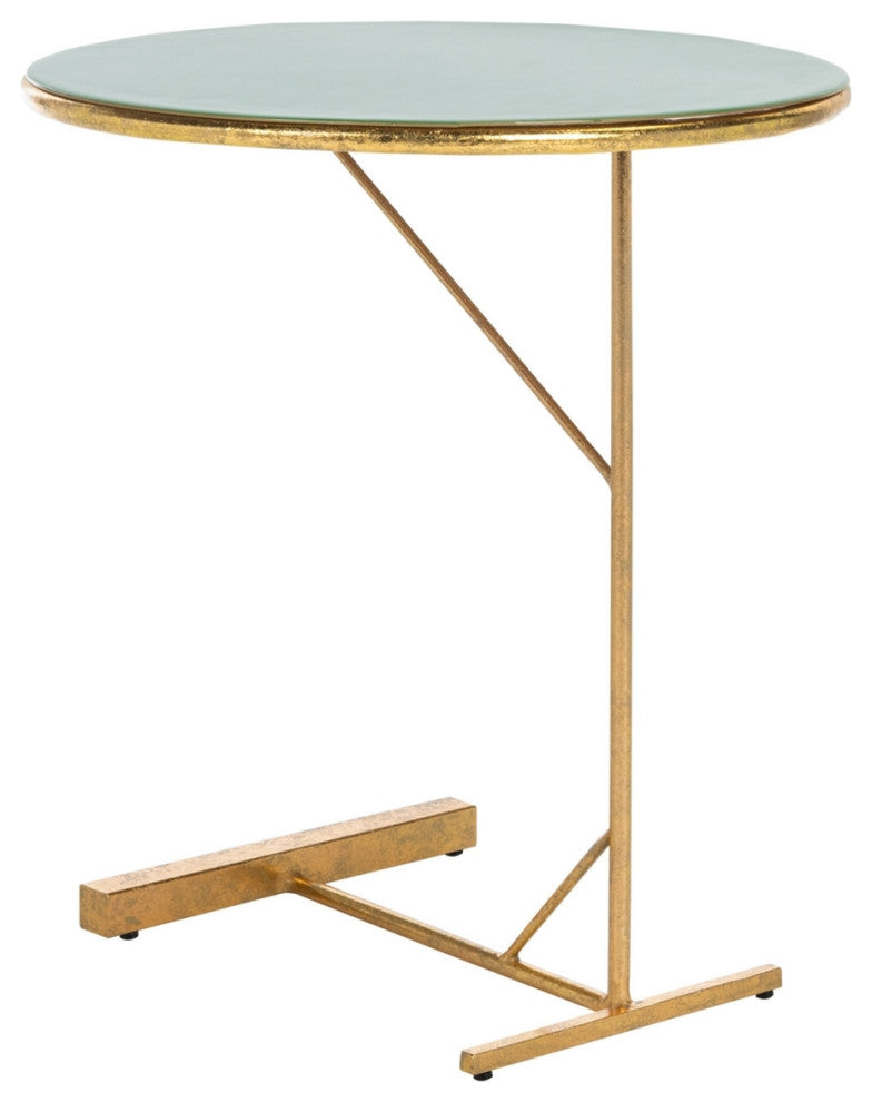 Safavieh Sionne Round C Table, Hunter Green/Gold