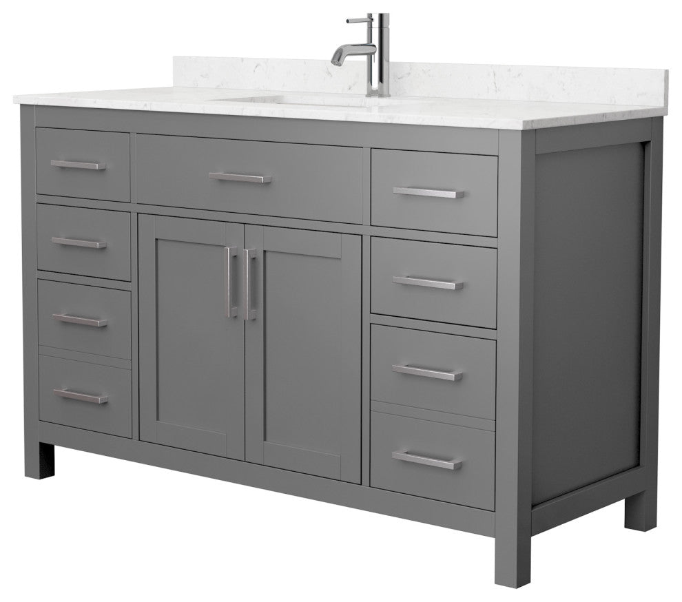 Beckett 54" Dark Gray Single Vanity, Carrara Cultured Marble Top