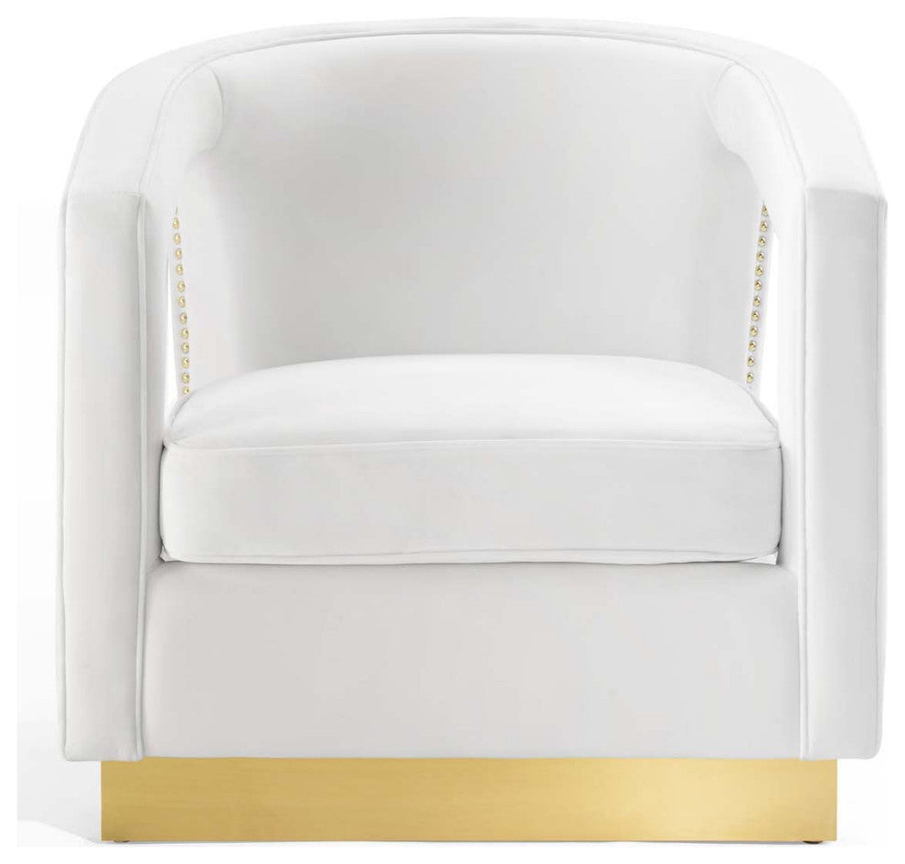 Armchair Accent Chair, Velvet, White, Modern, Living Lounge Hotel Hospitality