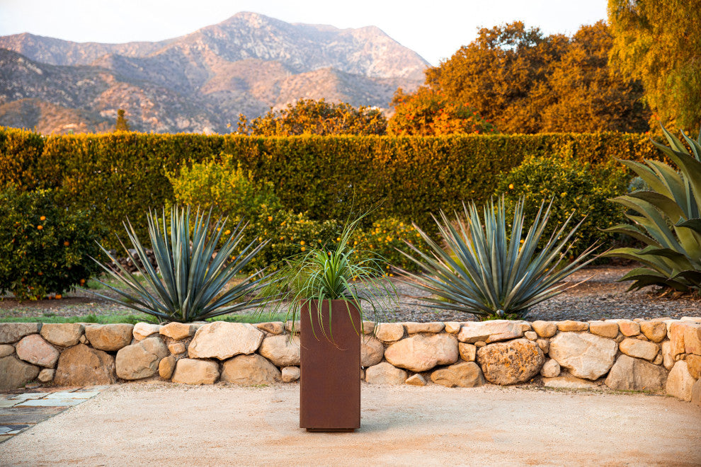 Metallic Series Corten Steel Pedestal Planter, Short