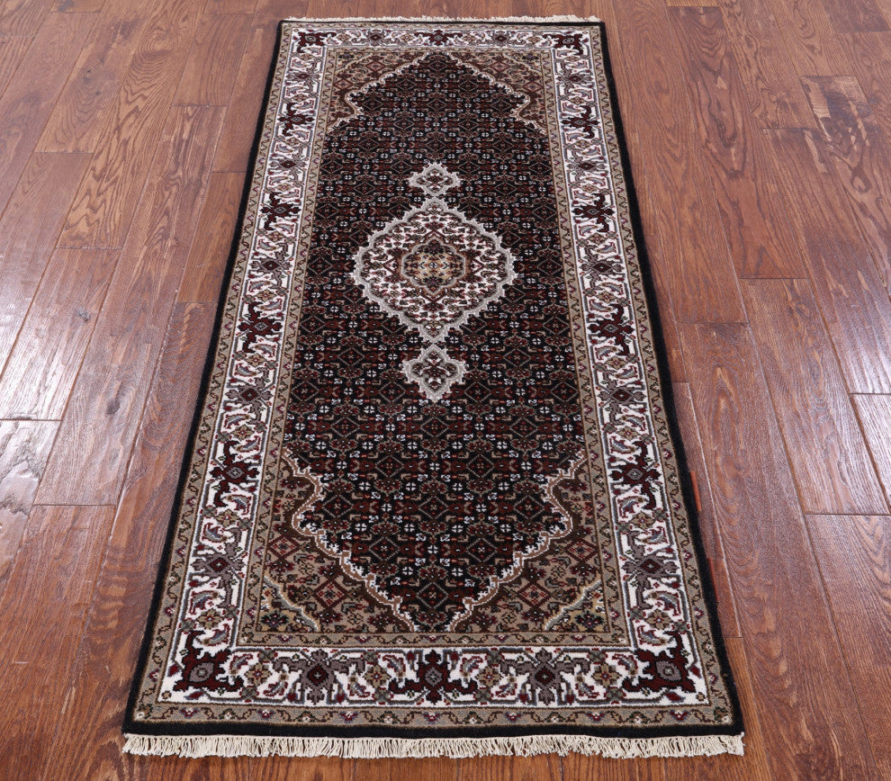 2' 7" X 6' 0" Runner Persian Tabriz Wool & Silk Hand Knotted Rug - Q13028