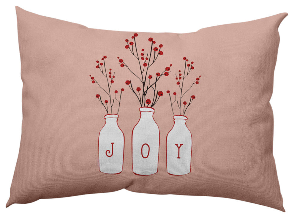 Joy Decorative Throw Pillow, Peach, 14"x20"