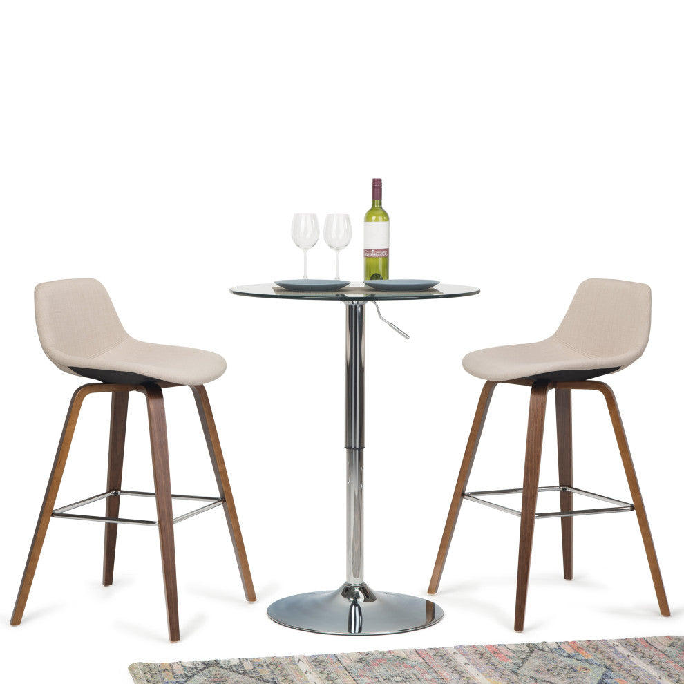 Randolph Bentwood Counter Height Stool (Set Of 2) In Natural Linen Look Fabric