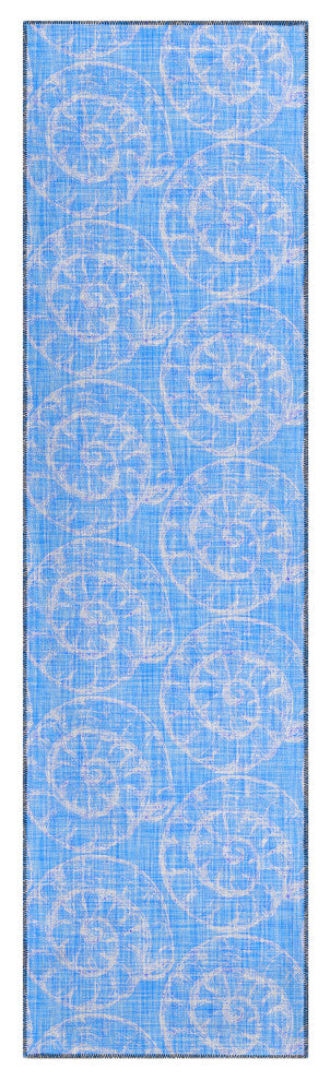Indoor/Outdoor Seabreeze SZ11 Cobalt Machine Washable 2'3" x 7'6" Runner Rug