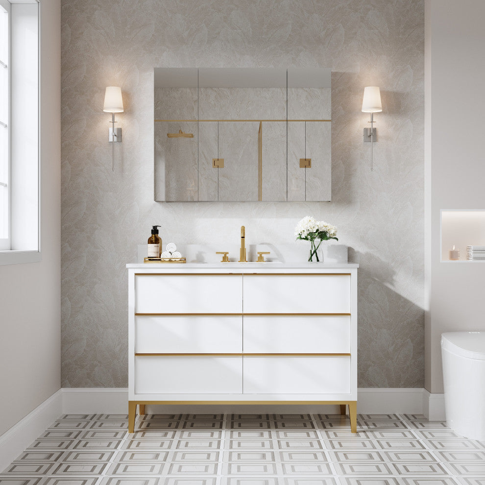 Recessed/Surface Mount Bathroom Medicine Cabinet, Soft-Close Blum Hinges, 40"x30", Triple Swing
