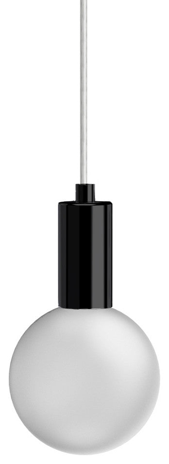 Globe Small 3" Frosted Acrylic Single Pendant - Matte Black Socket