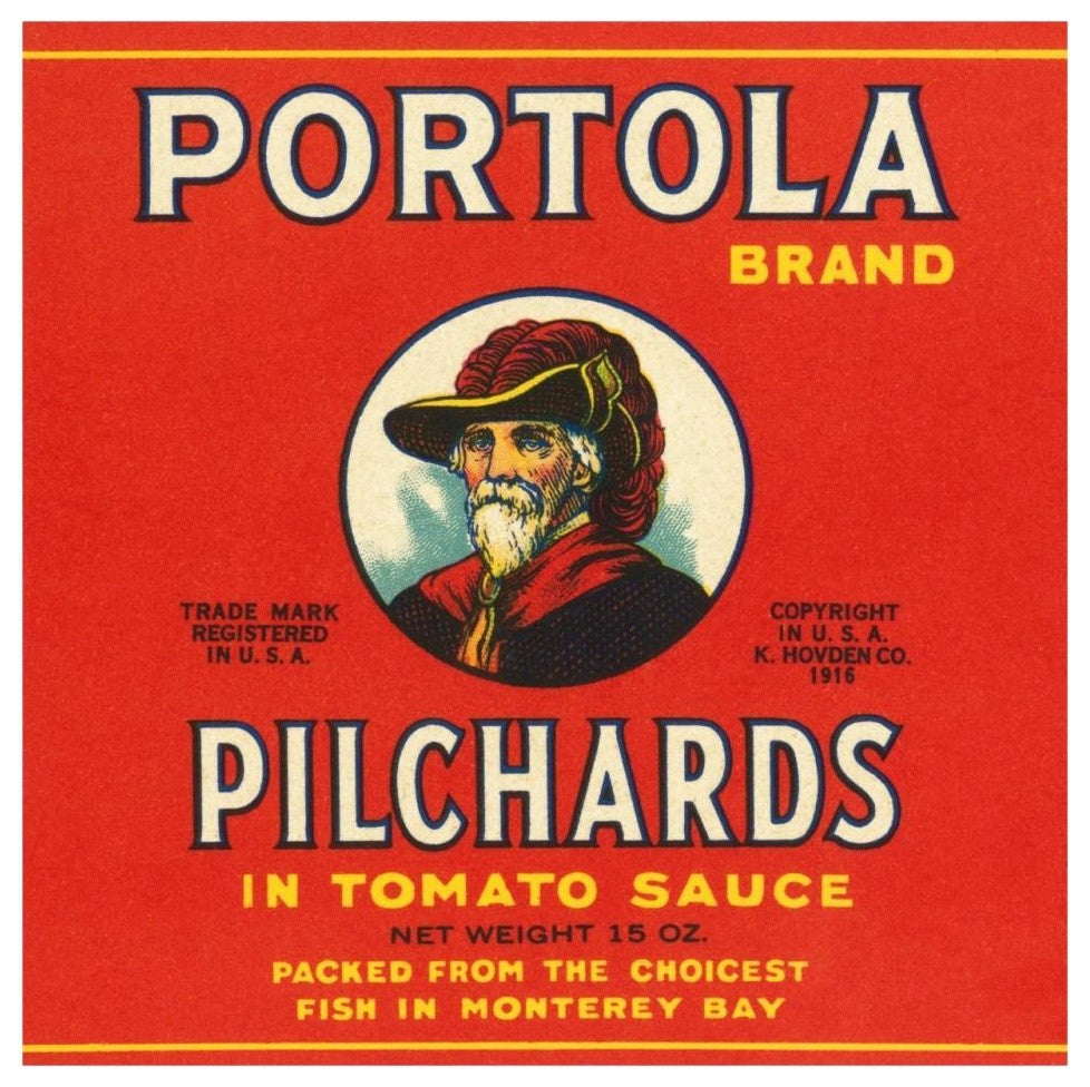 "Portola Brand Pilchards" Digital Paper Print by Retrolabel, 32"x32"