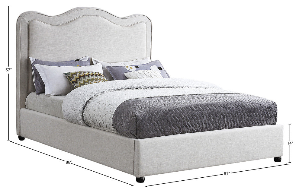 Felix Linen Upholstered Bed, Cream, King