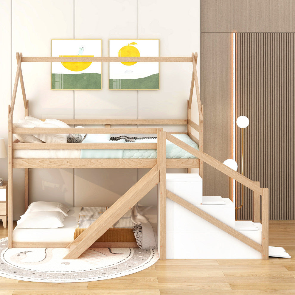 Gewnee Twin over Twin House Loft or Bunk Bed