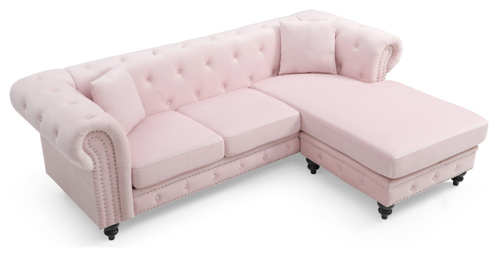 Nola Sofa Chaise, Pink