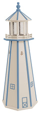 Outdoor Wooden Lighthouse Lawn Ornament, Beige and Blue, 5 Foot, Solar Light