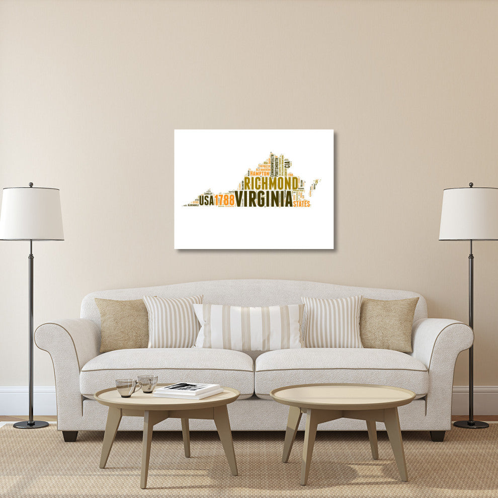 "Virginia Word Cloud Map" Fine Art Print