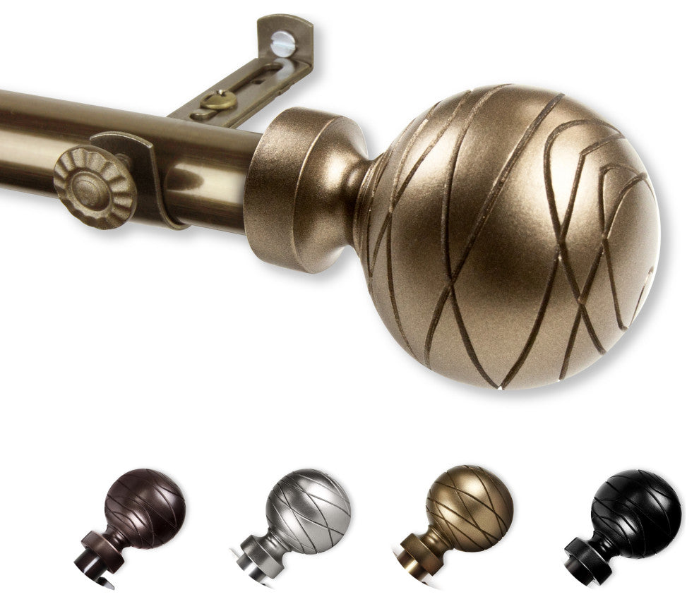 Arman Curtain Rod, Antique Brass, 28-48"