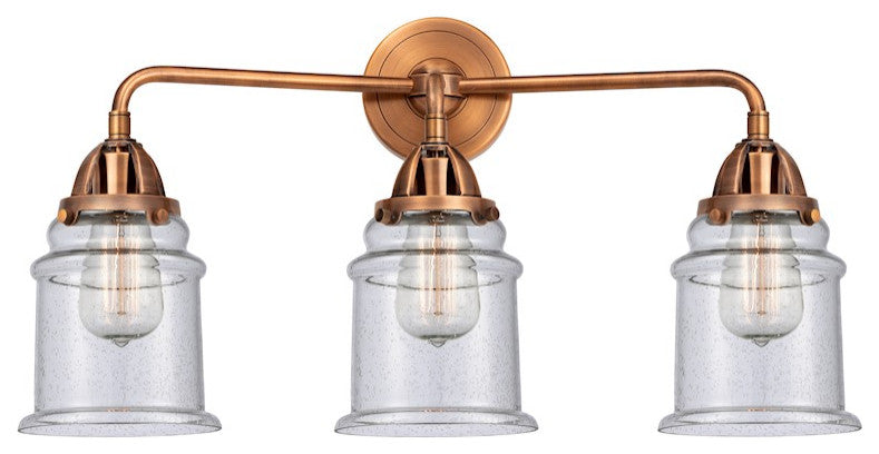 288-3W-AC-G184 Canton 3 Light 24" Bath Vanity Light, Antique Copper