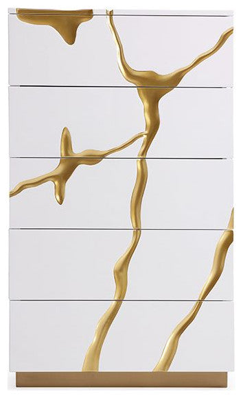 Modrest Aspen Modern White and Gold Chest