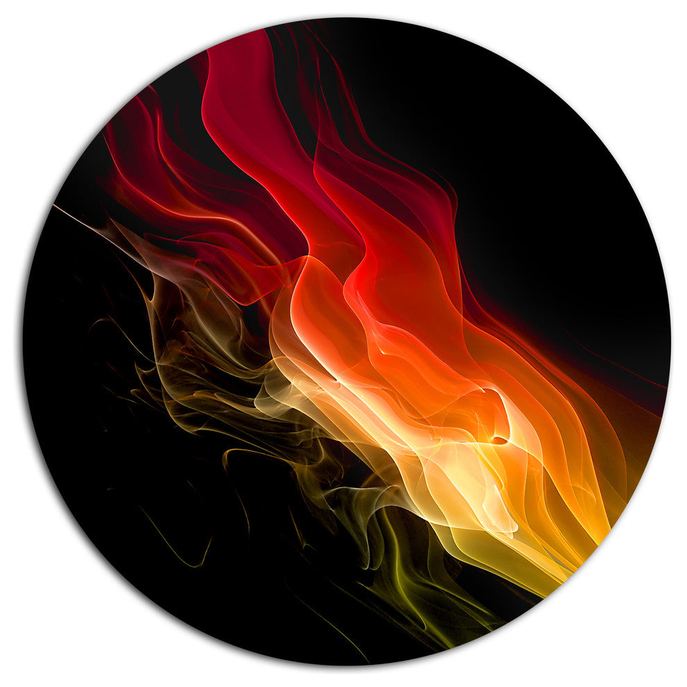 Yellow Red 3D Abstract Waves, Abstract Round Metal Wall Art, 36"