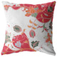 20" Red White Garden Decorative Suede Throw Pillow
