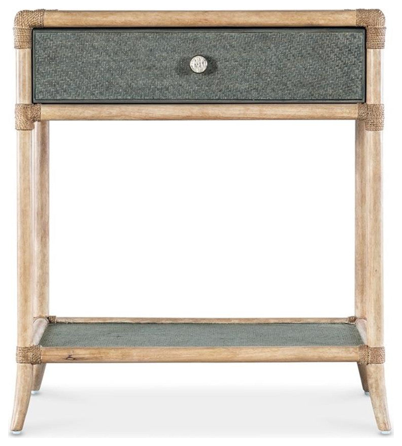 Retreat Wood Pole Rattan Bedside Table in Beige by Hooker Furniture