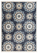 5" x 7" Blue and Beige Floral Disc Area Rug