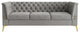 82.7'' Chesterfield Velvet Square Arm Sofa with Gold Leg, Light Gray