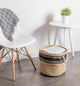 DII Burlap Bin Border Black Round Small 9x12x12"