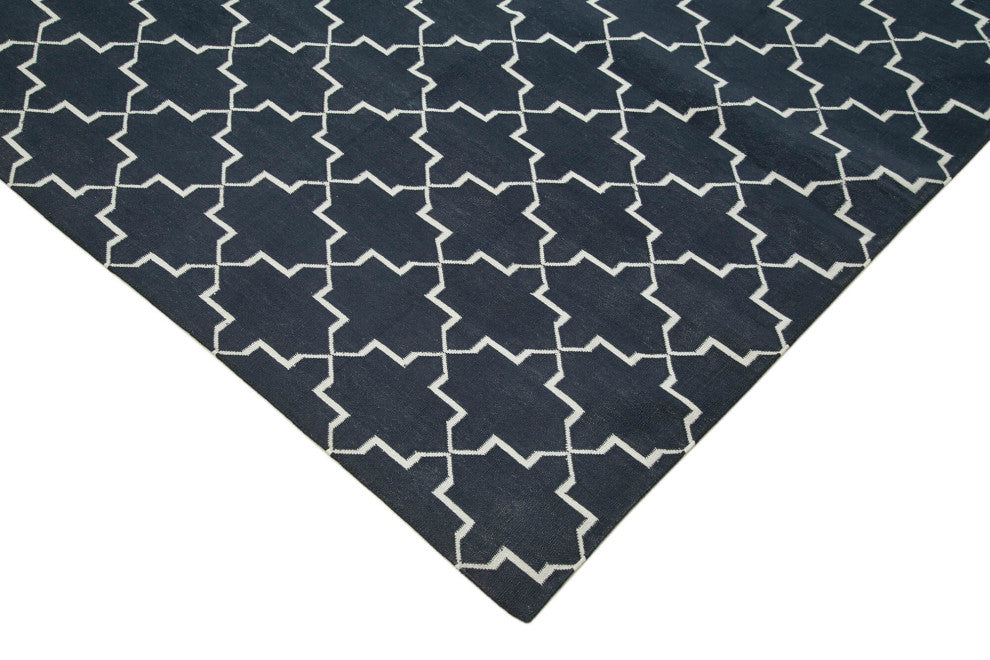 Rug N Carpet - Handmade Wool 9' 1'' x 11' 10'' Geometric Dhurrie Kilim Rug