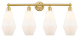 Cindyrella 4-Light 34" Bath Vanity Light, Satin Gold -Cased Matte White Shade