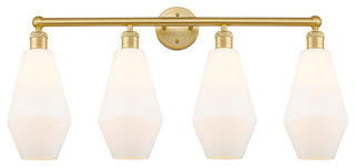 Cindyrella 4-Light 34" Bath Vanity Light, Satin Gold -Cased Matte White Shade