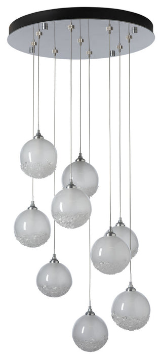 Fritz Globe 9-Light Pendant - Sterling - Frosted Glass - Standard
