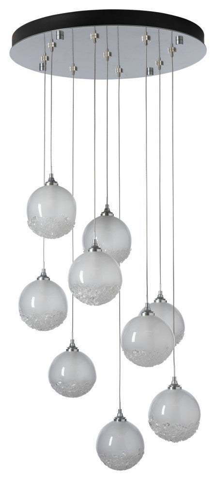 Fritz Globe 9-Light Pendant - Sterling - Frosted Glass - Standard