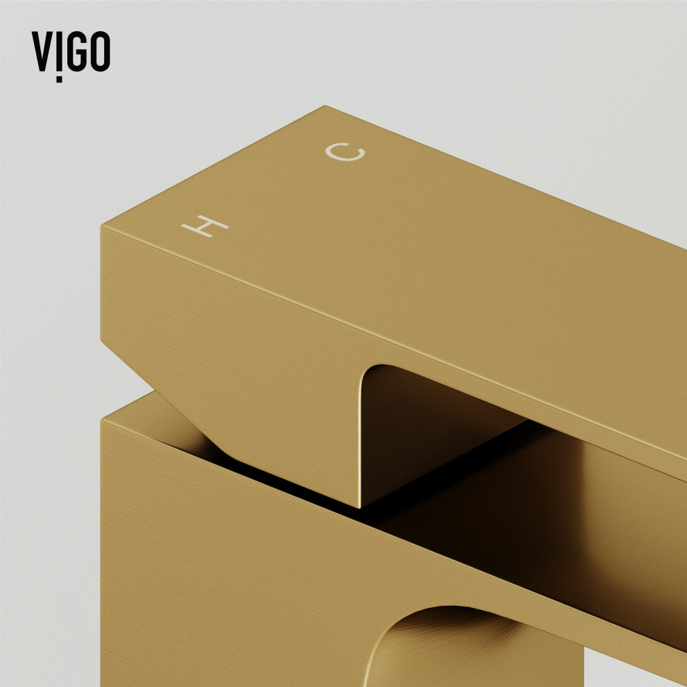 VIGO Dunn 6" H Single Handle Single Hole Bathroom Faucet, Matte Brushed Gold, Without Extras