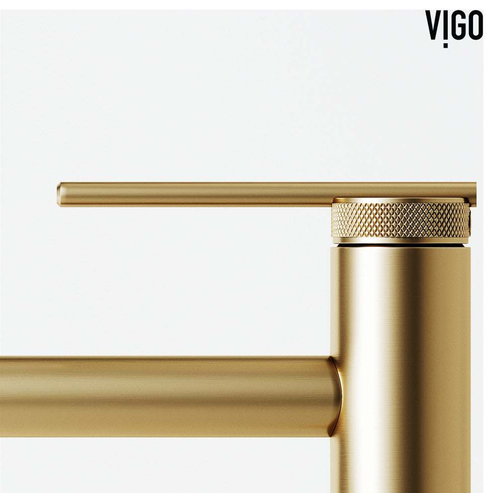 VIGO Sterling 11" H Single Handle Single Hole Bathroom Vessel Faucet, Matte Brushed Gold