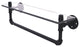 Pipeline Glass Shelf with Towel Bar, Matte Black, 22"