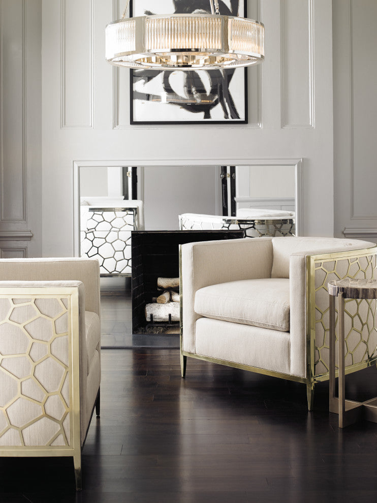 Ice Breaker, Barrel Back Club Chair With Gold Frame