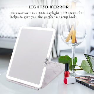 Touch Pad 2.0 Rechargeable LED Makeup Mirror with Flip Cover, White