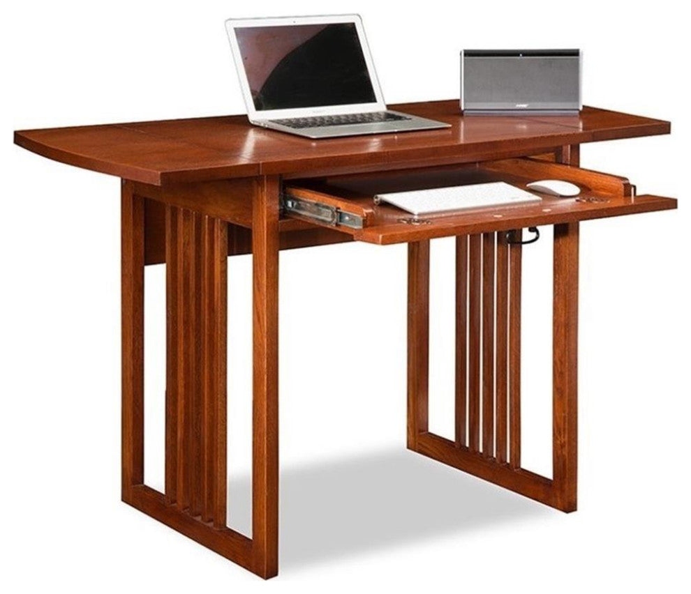 Leick Computer Wood Desk in Mission Oak Chocolate