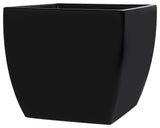 Pacifica Square Curved Planter Box, Black, 12"x12"x11"