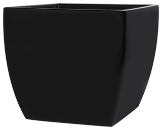 Pacifica Square Curved Planter Box, Black, 12"x12"x11"