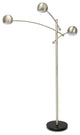 HOMEGLAM Spheres 85"H 3 lights Swivel Arm Floor Lamp, Brushed Nickel