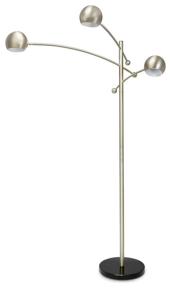 HOMEGLAM Spheres 85"H 3 lights Swivel Arm Floor Lamp, Brushed Nickel