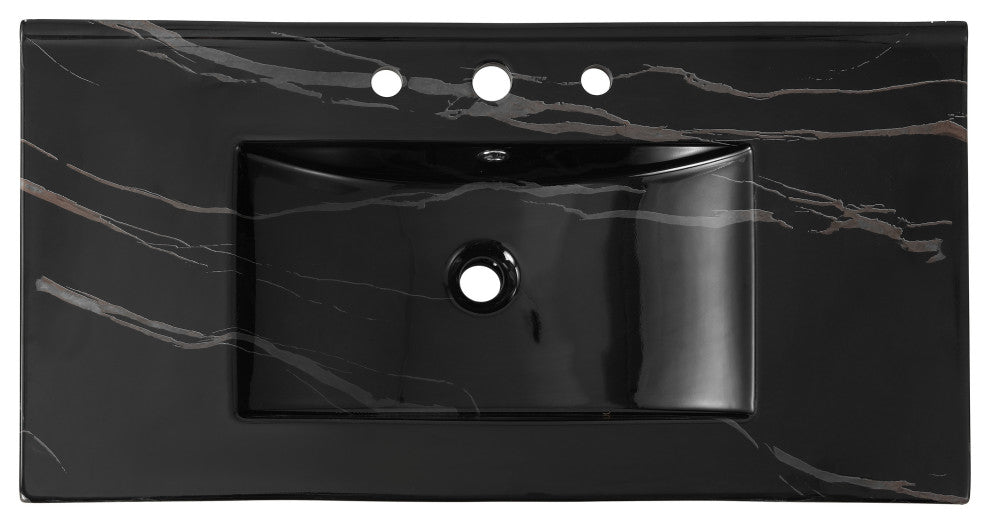 Ancillary 3-Hole Contemporary Rectangular Ceramic Single Sink Basin Vanity Top