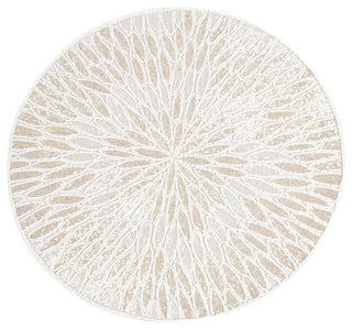 Jaipur Handmade Beded Design 15" Round Placemat, 1-Piece, White