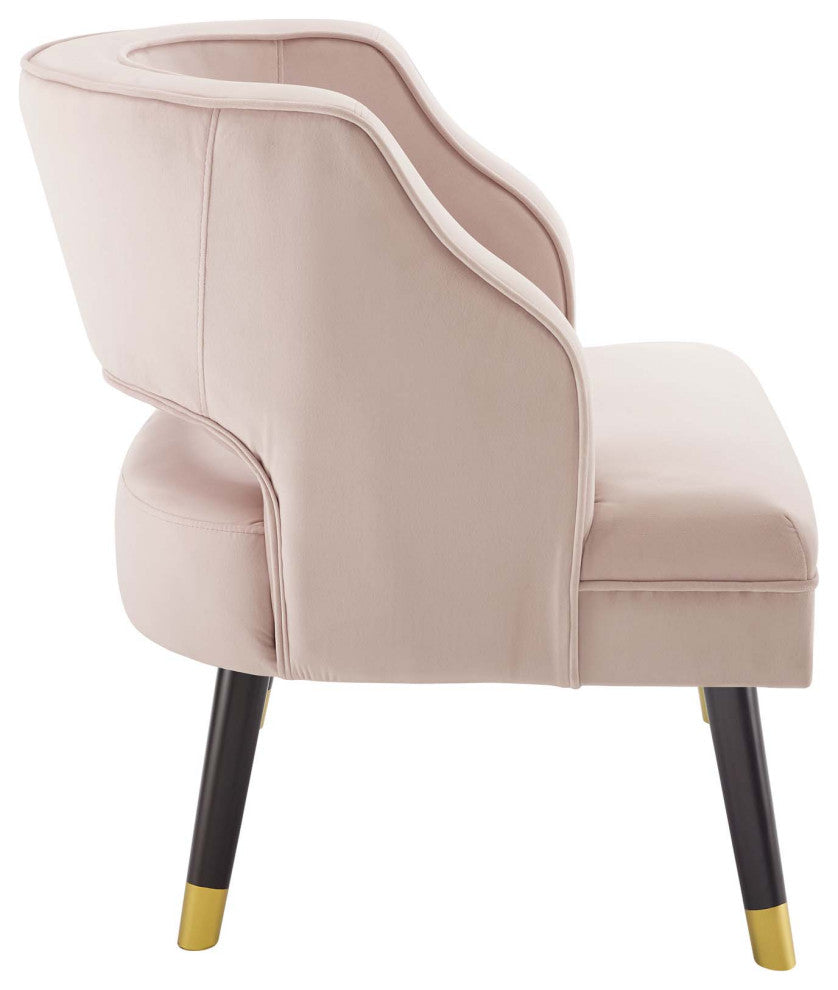 Traipse Button Tufted Open Back Performance Velvet Armchair