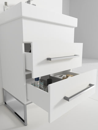 Fine Fixtures Modern Vanity Set, White, 24", Polished Chrome Hardware