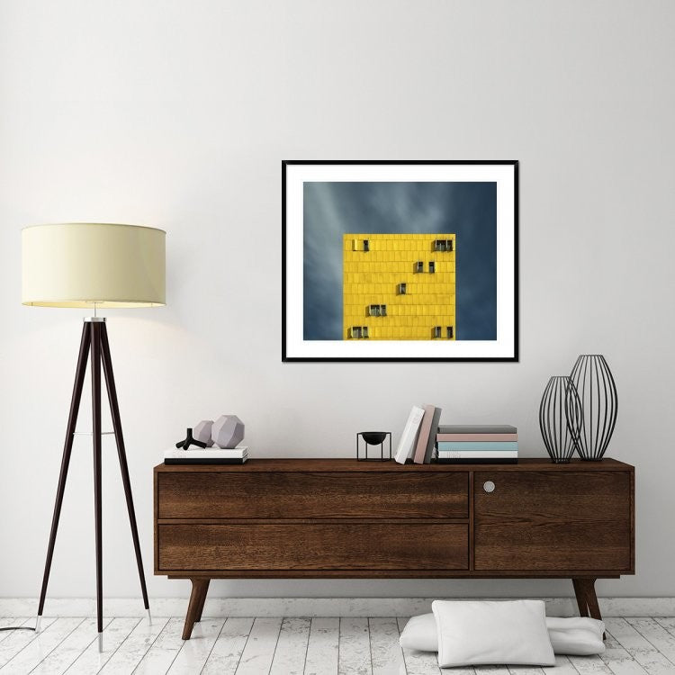 "Yellow And Blue" Framed Digital Print by Vladi Garcia, 43x36"